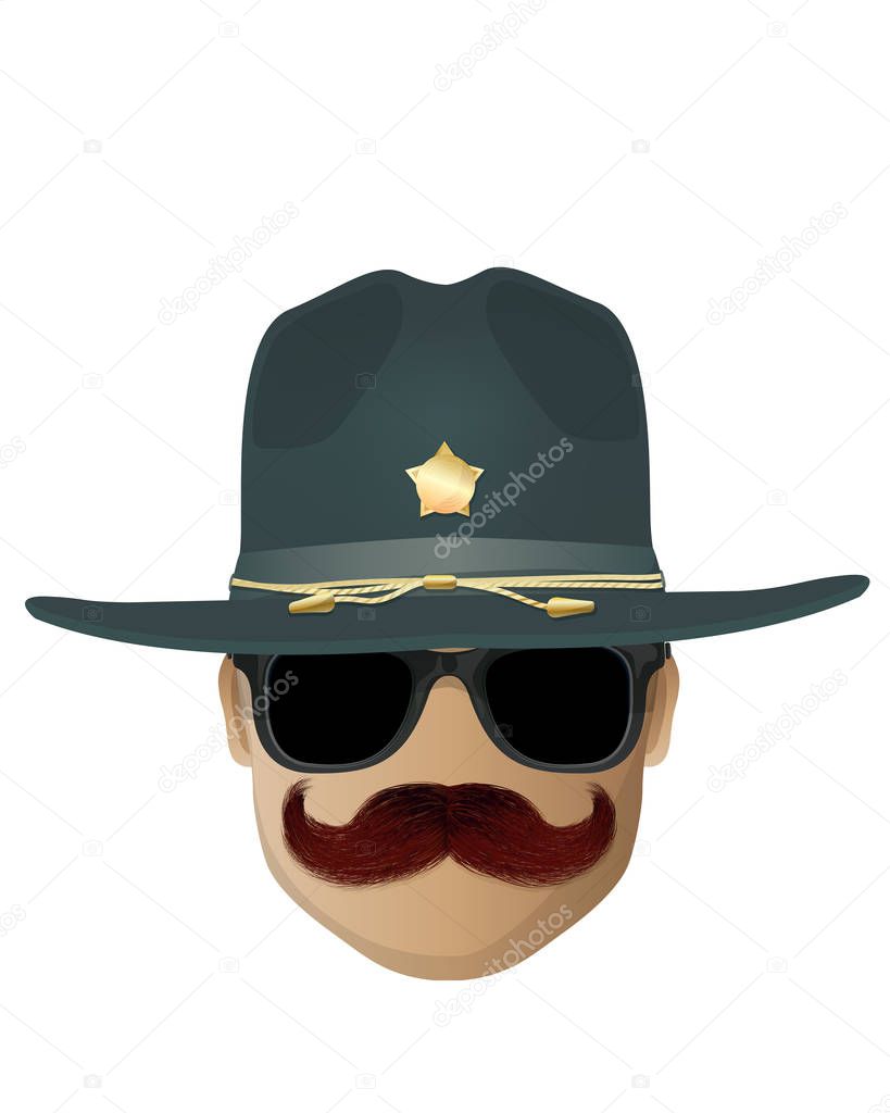 Highway policeman avatar over white background