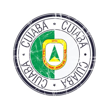 Cuiaba şehri, Brezilya posta damgası, beyaz arkaplan üzerindeki vektör nesne
