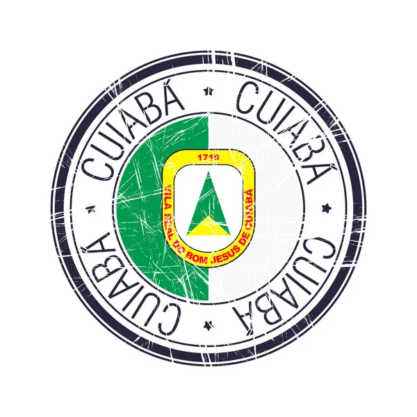 Ville Cuiaba Brésil Timbre Caoutchouc Postal Objet Vectoriel Sur Fond — Image vectorielle