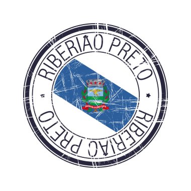 Ribeirao Preto şehri, Brezilya posta damgası, beyaz arkaplan üzerinde vektör nesnesi