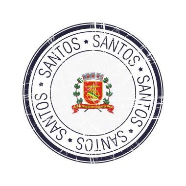 Santos şehri, Brezilya posta damgası, beyaz arkaplan üzerinde vektör nesne
