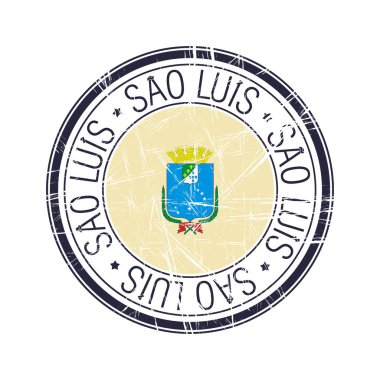 Sao Luis şehri, Brezilya posta pulu, beyaz arkaplan üzerindeki vektör nesne