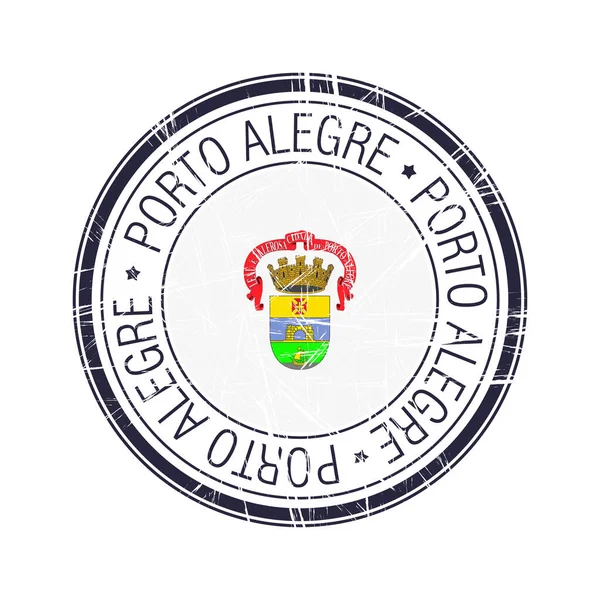 Город Порту Алегри Бразилия Почтовая Резиновая Марка Векторный Объект Белом — стоковый вектор