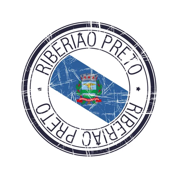 Ville Ribeirao Preto Brésil Timbre Caoutchouc Postal Objet Vectoriel Sur — Image vectorielle