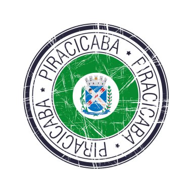 Piracicaba şehri, Brezilya posta damgası, beyaz arkaplan üzerindeki vektör nesnesi