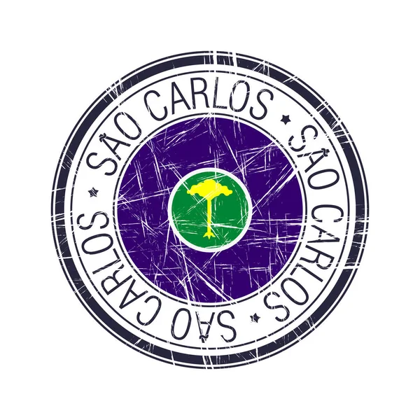 Ville Sao Carlos Brésil Timbre Caoutchouc Postal Objet Vectoriel Sur — Image vectorielle