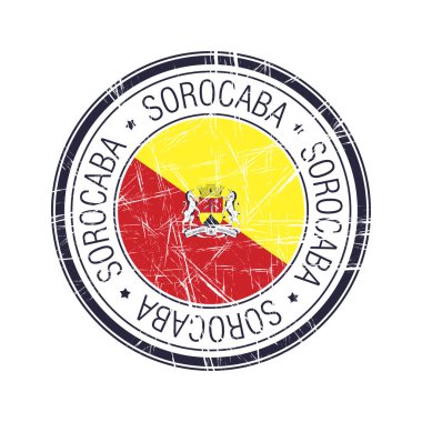 Sorocaba şehri, Brezilya posta damgası, beyaz arkaplan üzerindeki vektör nesne