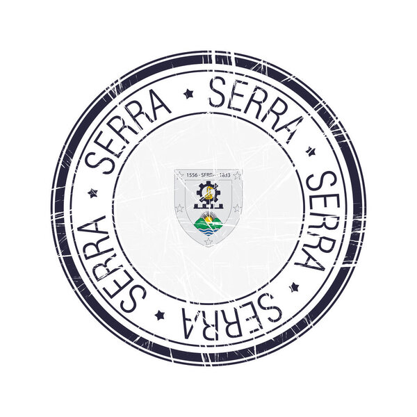 Город Серра, Бразилия Почтовая резиновая марка, векторный объект на белом фоне

