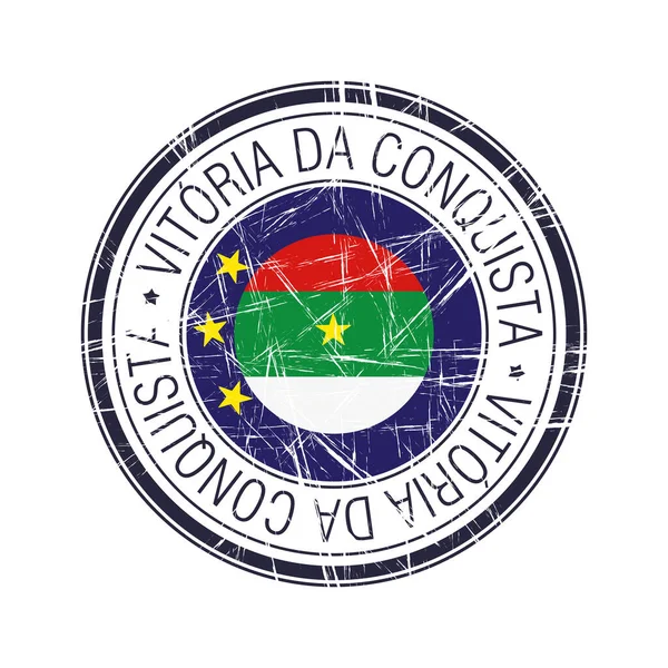 Ville Vitoria Conquista Brésil Timbre Caoutchouc Postal Objet Vectoriel Sur — Image vectorielle
