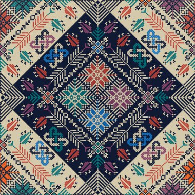 Geleneksel Filistin nakış motifli kusursuz desen tasarımı