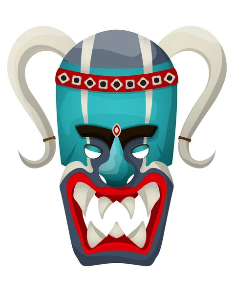 Máscara Tribal Con Cuernos Ilustración Vectorial — Vector de stock