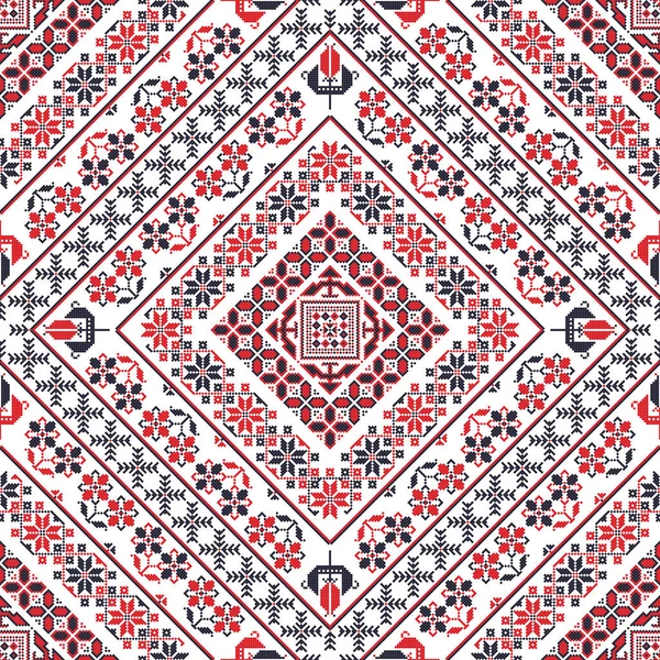 Motif Vectoriel Roumain Inspiré Broderie Traditionnelle — Image vectorielle