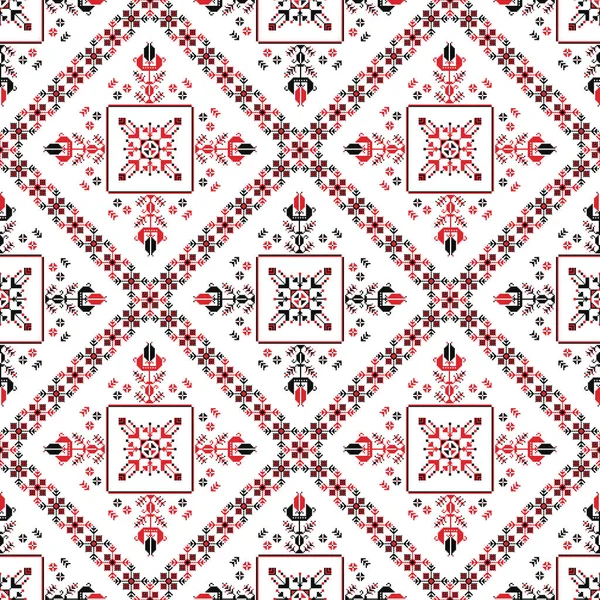 Motif Vectoriel Roumain Inspiré Broderie Traditionnelle — Image vectorielle