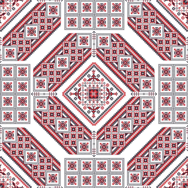 Motif Vectoriel Roumain Inspiré Broderie Traditionnelle — Image vectorielle