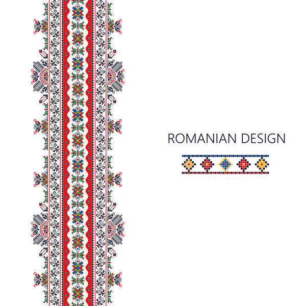 Декоративное украшение с традиционным румынским дизайном, бесшовная векторная граница
