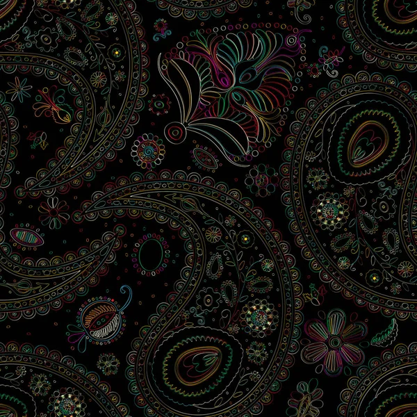 Vector Paisley Patrón Sin Costuras Colores — Archivo Imágenes Vectoriales