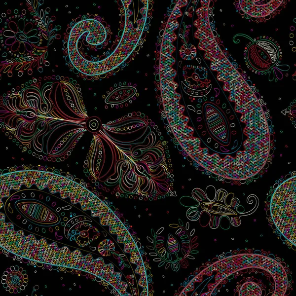 Vector Paisley Patrón Sin Costuras Colores — Vector de stock