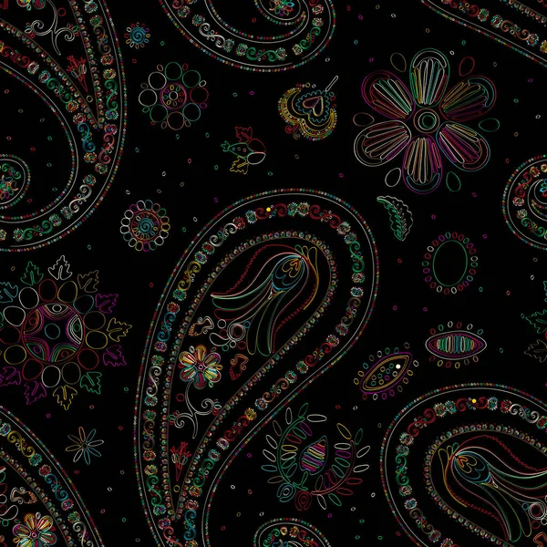 Vector Paisley Patrón Sin Costuras Colores — Archivo Imágenes Vectoriales