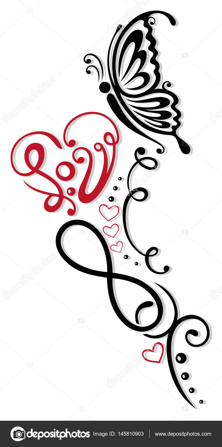 Infinito con cuore e farfalla simbolo di amore stile tribale e tatuaggio — Vettoriali di christine krahl Trova immagini simili