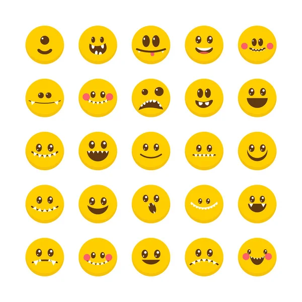 Caras de dibujos animados con emociones. Conjunto de monstruos lindos. Diferente Hal — Vector de stock