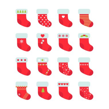 Set kırmızı Noel çorap. Noel çorap koleksiyonu