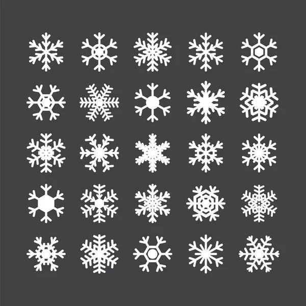 Set of different snowflakes isolated on white background. Christ — Stock Vector