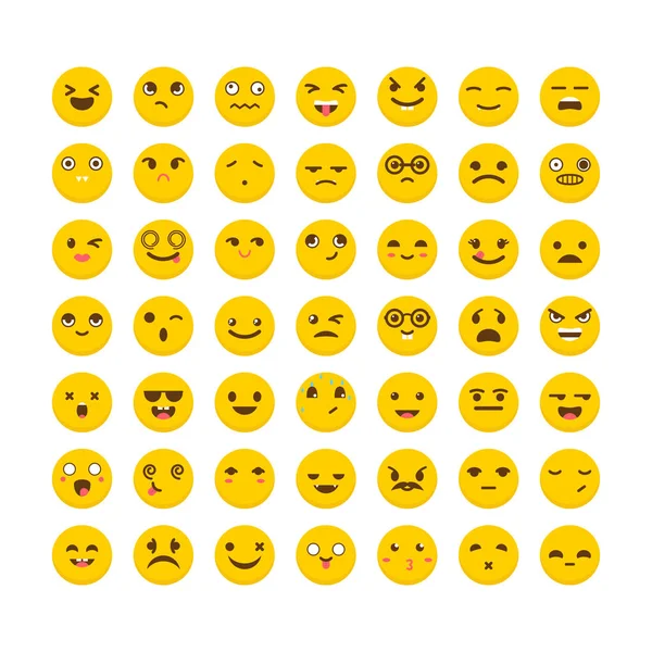 Conjunto de emoticons. Avatares. Design plano. Ícones de emoji bonitos. Grande co — Vetor de Stock