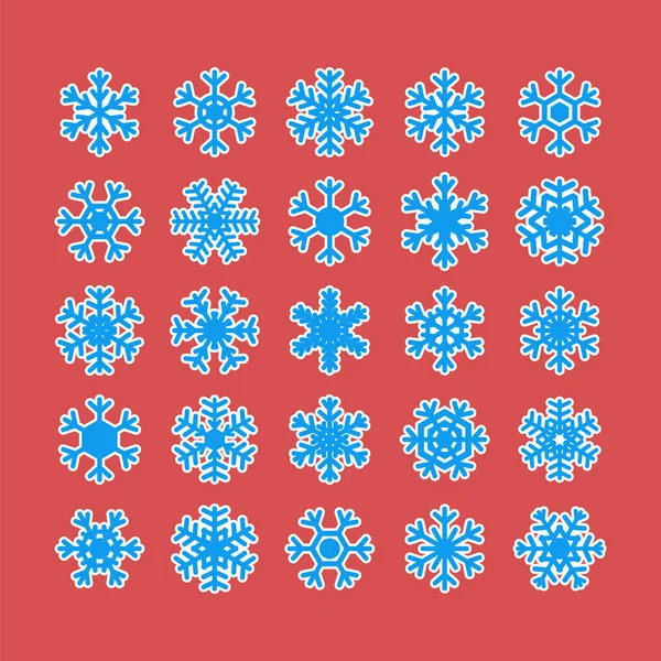 Set of different snowflakes isolated on white background. Snowfl — Stock Vector
