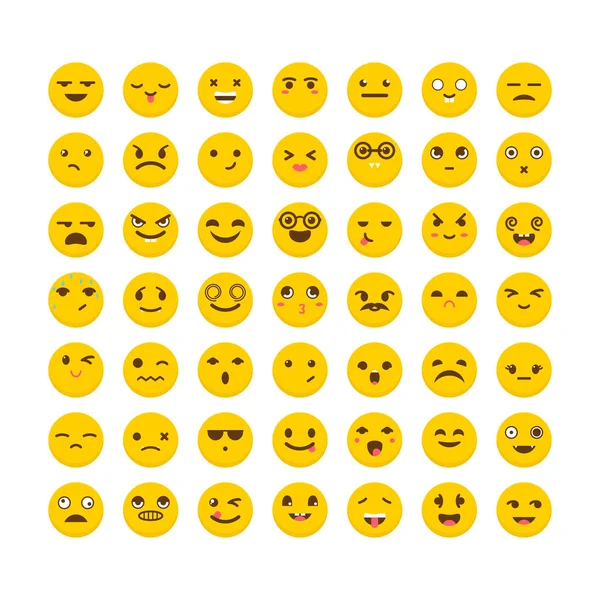 Set van emoticons. Grote collectie met verschillende uitdrukkingen. Knippen — Stockvector