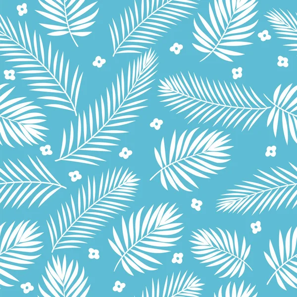 Palmera blanca tropical deja un patrón sin costuras. Lindo fondo — Vector de stock