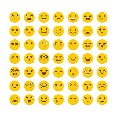 İfadeler kümesi. Şirin emoji simgeler. Büyük koleksiyonu ile sunuluyor