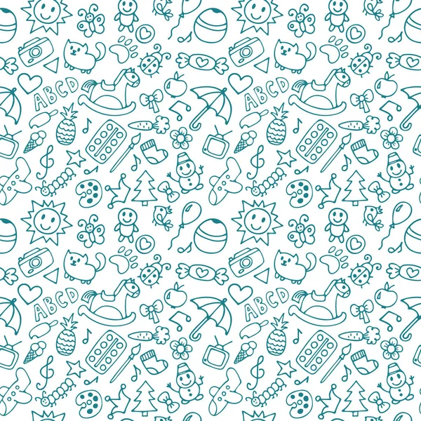 Seamless pattern for cute little girls and boys. Doodle children