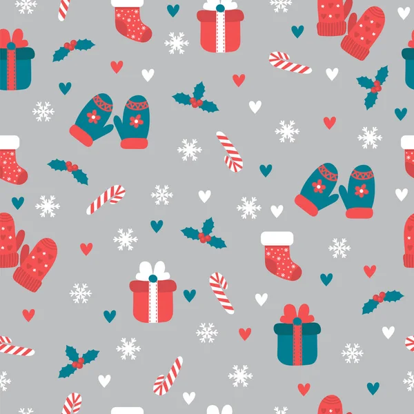 Patrón sin costuras de Navidad. Navidad y Año Nuevo decorativo — Vector de stock