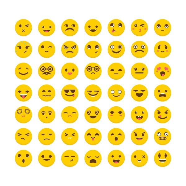 Satz von Emoticons. Niedliche Emoji-Symbole. Avatare. große Sammlung mit — Stockvektor