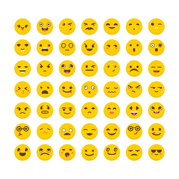 Ensemble d'émoticônes. Jolies icônes emoji. Design plat. Avatars. C'est drôle. — Image vectorielle