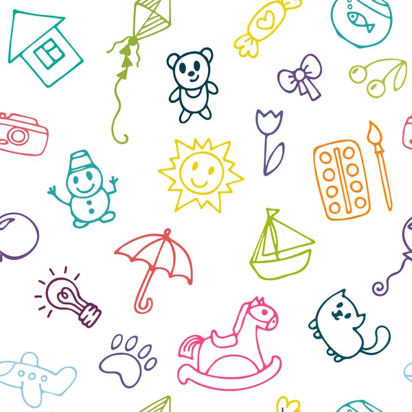 Doodle gyerekek rajz háttér. Varrat nélküli mintát aranyos li — Stock Vector