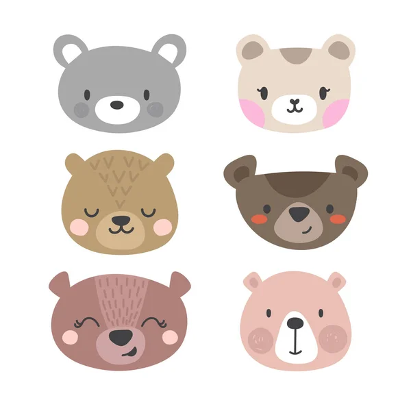 Gyűjteménye aranyos medvék. Vicces doodle állatok. Kis medve rajzfilm stílusú — Stock Vector