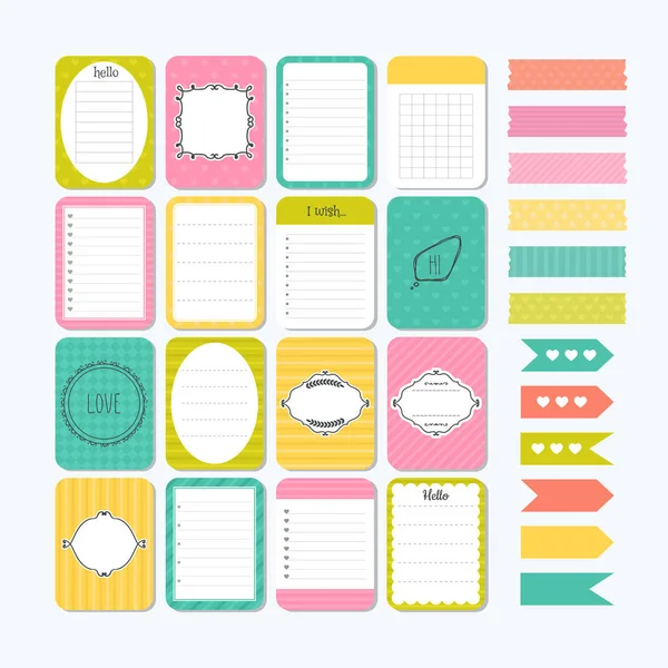 Sablon notebookokhoz. Aranyos design elemek. Lapos stílusú. Jegyzetek, — Stock Vector