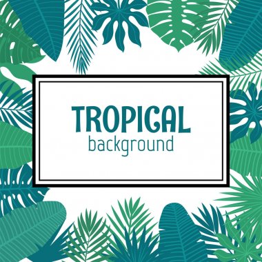 Arka plan çerçevesinde tropikal yaprakları ile. Orman palmiye ağacı desen