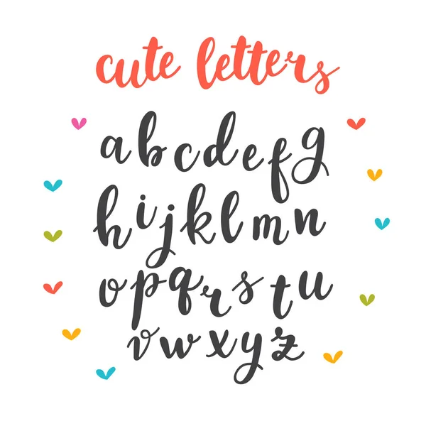 Schattig brieven. Hand getekende kalligrafische lettertype. Letters alfabet — Stockvector