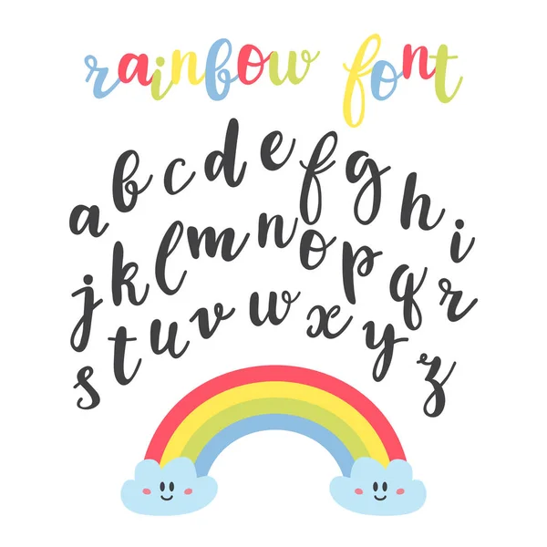 Lindas cartas. Fuente caligráfica dibujada a mano. Alfabeto de letras. Rainbow fuente — Vector de stock