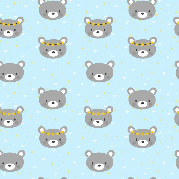 Söta sömlösa mönster för små pojkar med roliga björnar. Smile tecken — Stock vektor