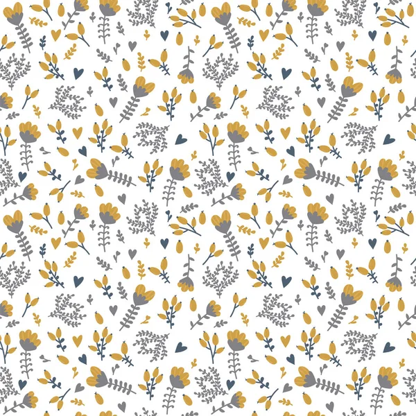 Lindo fondo de primavera. Patrón floral sin costuras con bayas — Vector de stock