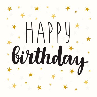 Mutlu doğum günü tebrik kartı. Logo afiş, el ilanı, afiş, kartpostal veya davet için tebrik