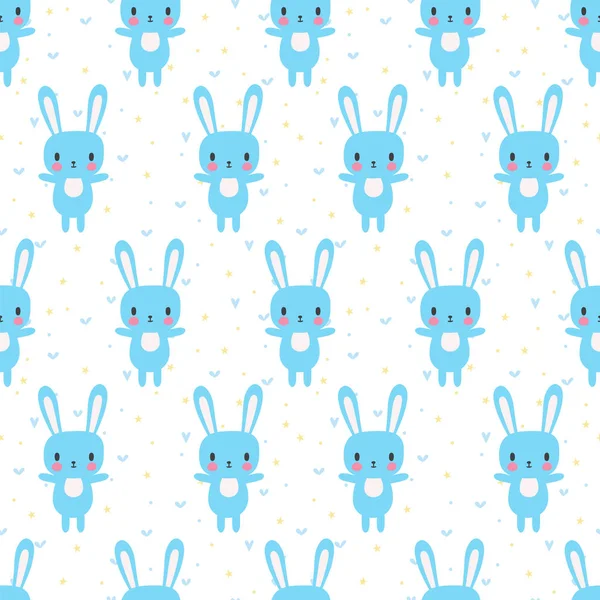 Çizgi film tavşanlı şirin seamless modeli. Karikatür bebek hayvanlar. Küçük kız ve erkek komik arka plan