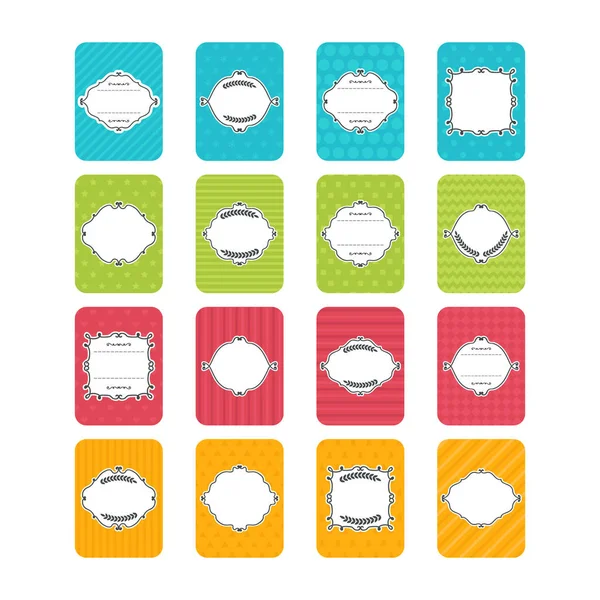 Set of vector banners. Collection of stickers and labels in flat design. Cute cards with frame — Stock Vector