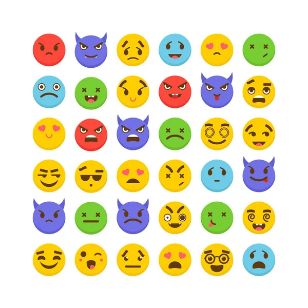 Satz von Emoticons. kawaii. Niedliche Emoji-Symbole. flache Bauweise — Stockvektor