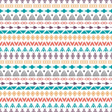 Doodle elemanları ile kabile seamless modeli. El etnik köken çekilmiş. Geometrik sanat baskı