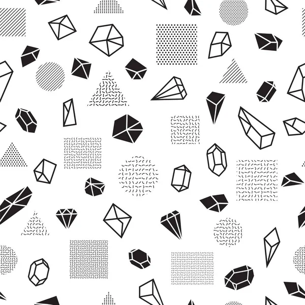 Geometrik şekiller ile Seamless modeli. Dekoratif arka plan siyah tasarım öğeleri ile