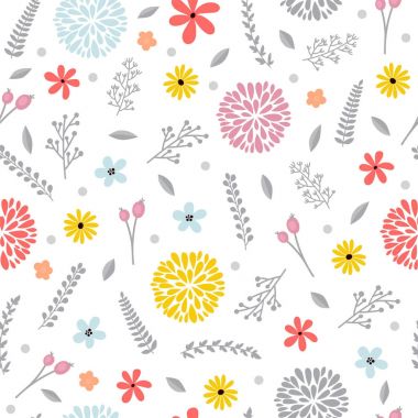 Sevimli çiçek seamless modeli çiçekli. Bahar arka plan. Moda parmak izi zarif şablonu